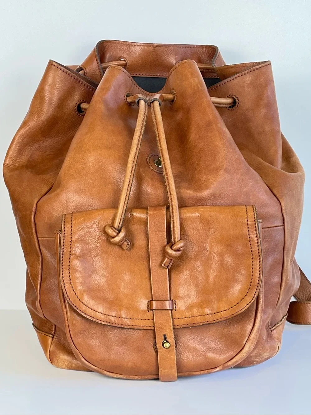 Madewell “ The Transport Rucksack”Cognac Leather Backpack with Front Pocket